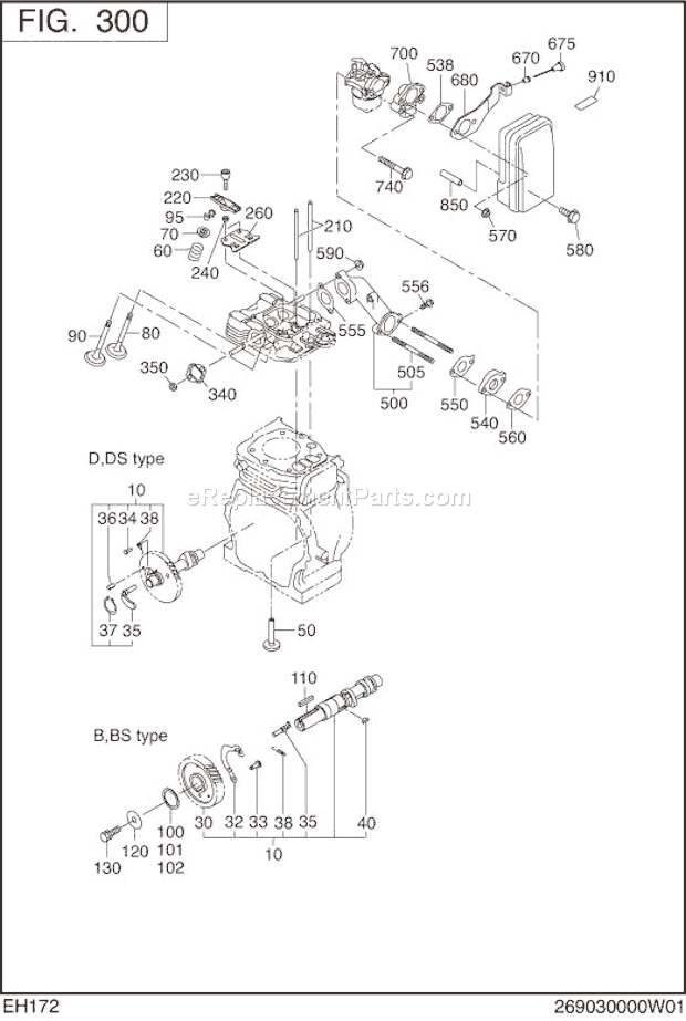 Subaru / Robin EH172D42060 Engine Intake Exhaust Diagram