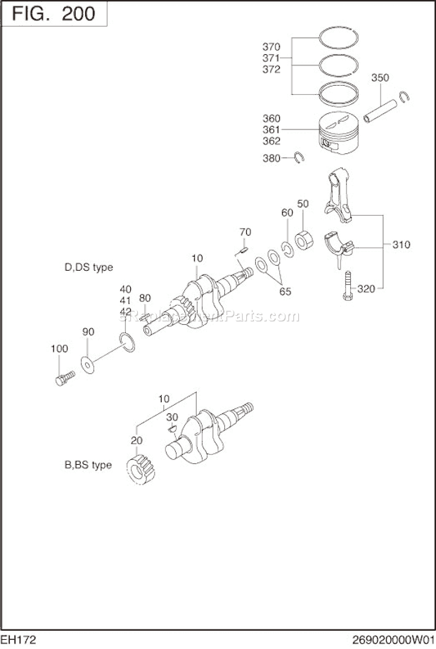 Subaru / Robin EH172YD208S Crankshaft,Piston Diagram