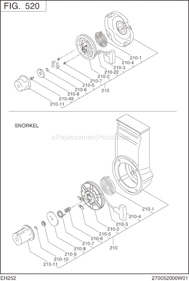 Subaru / Robin EH252B02040 Engine Cooling Starting Diagram