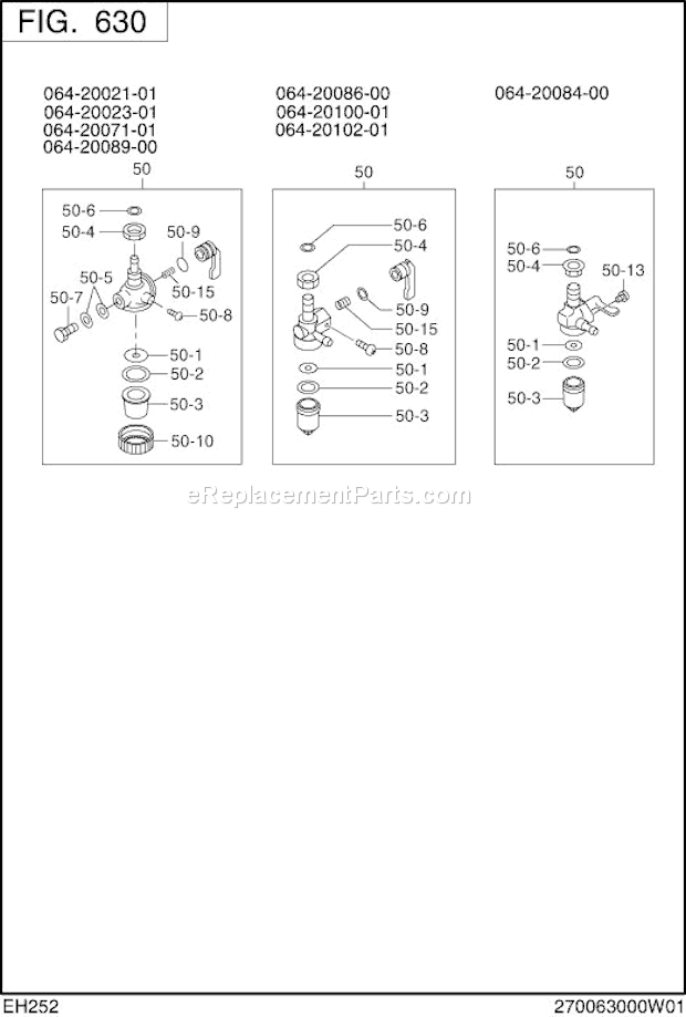 Subaru / Robin EH252B15000 Engine Page J Diagram