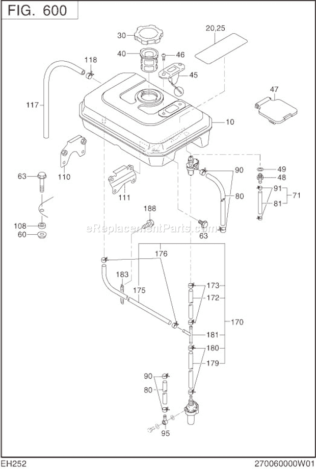 Subaru / Robin EH252B71250 Engine Fuel Lubricant Diagram