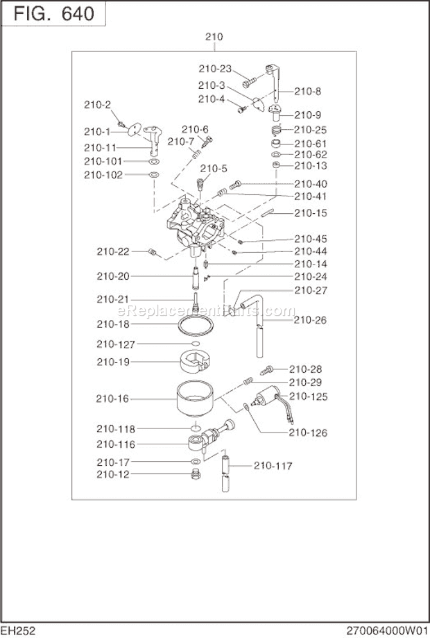 Subaru / Robin EH252B71250 Engine Carburetor Diagram