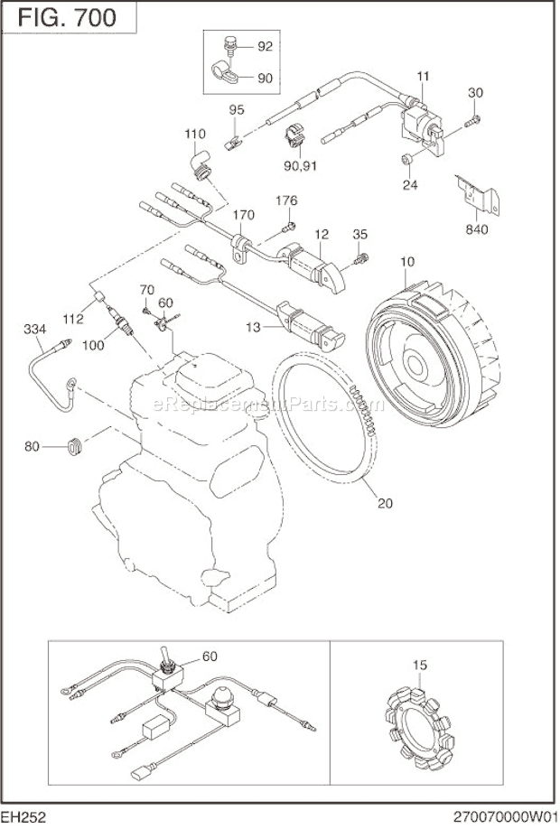 Subaru / Robin EH252B71430 Engine Electric Device Diagram