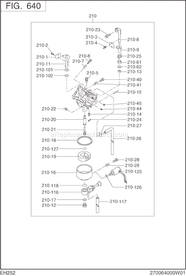 Subaru / Robin EH252BS0010 Engine Carburetor Diagram