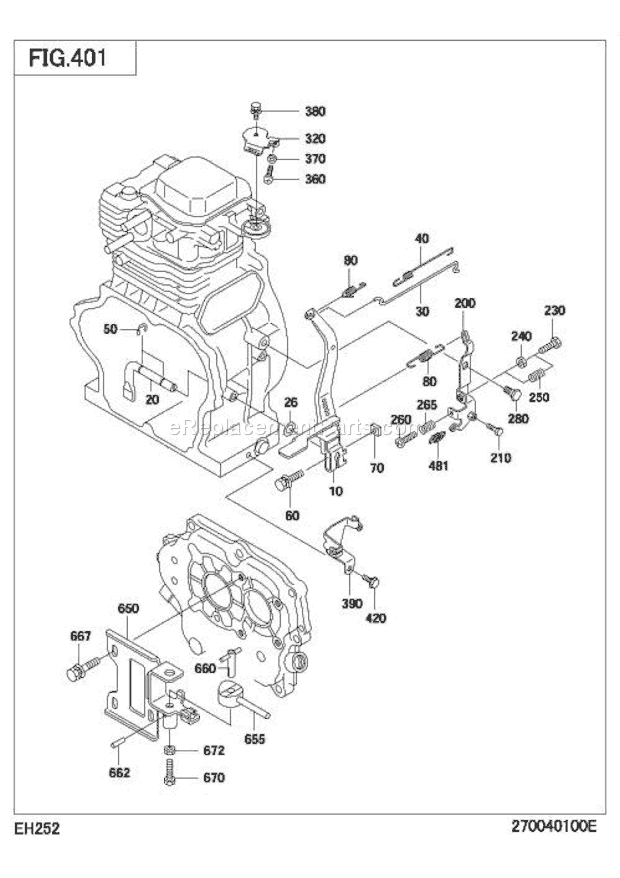 Subaru / Robin EH252D43020 Engine Governor,Operation Diagram