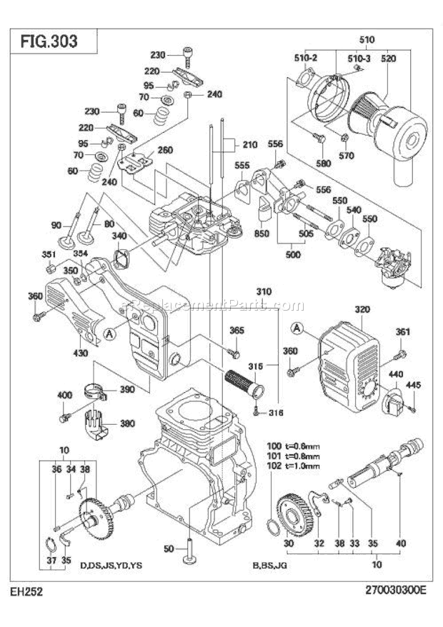 Subaru / Robin EH252D60370 Engine Intake Exhaust Diagram