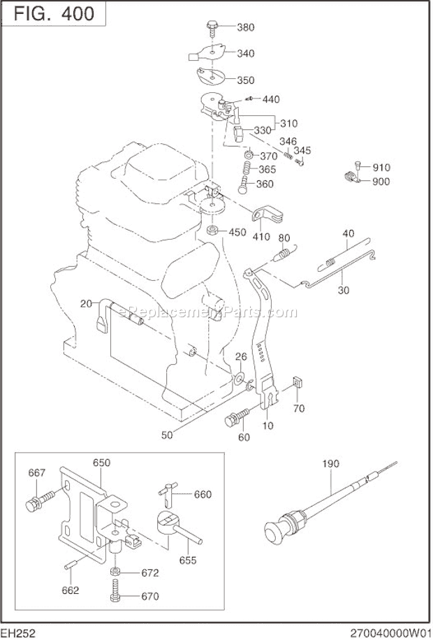 Subaru / Robin EH252D60550 Engine Governor,Operation Diagram