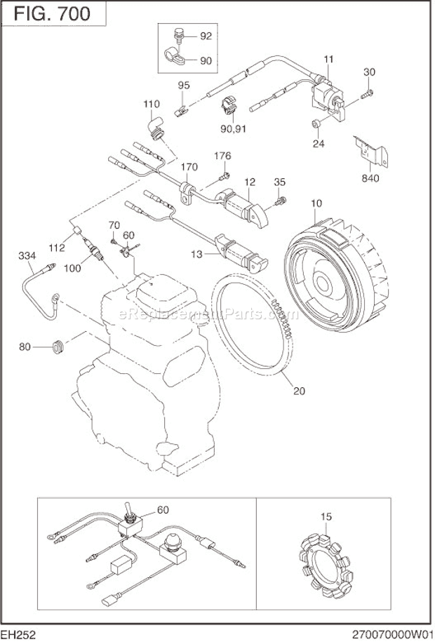 Subaru / Robin EH252YR0001 Engine Electric Device Diagram