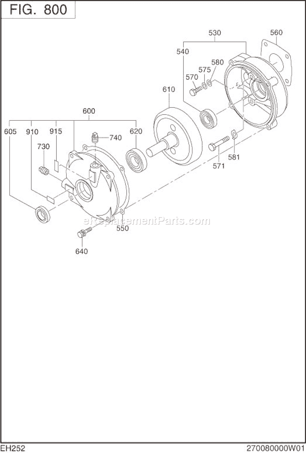 Subaru / Robin EH252YR0001 Engine Reduction,Clutch Diagram
