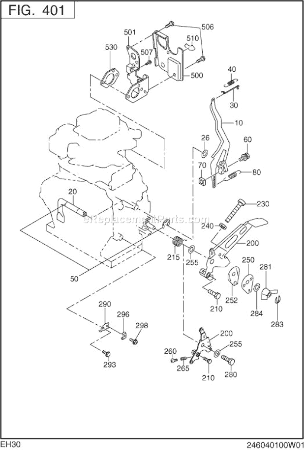 Subaru / Robin EH300BS0140 Engine Governor Operation Diagram