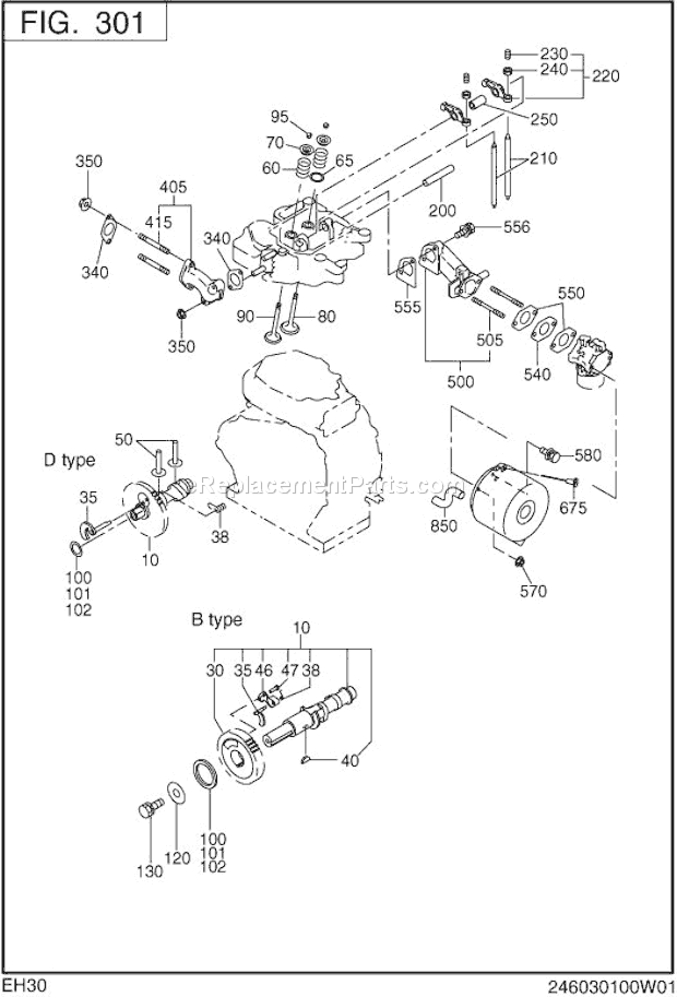 Subaru / Robin EH300D43111 Engine Intake Exhaust Diagram