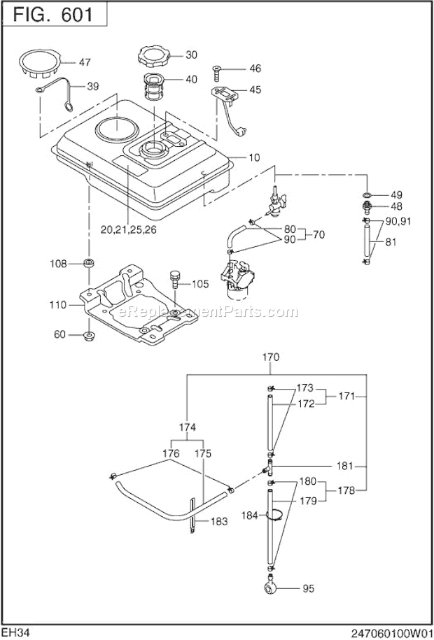 Subaru / Robin EH340BS0050 Engine Page H Diagram