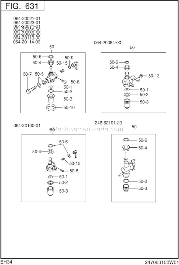 Subaru / Robin EH340BS7160 Engine Page J Diagram