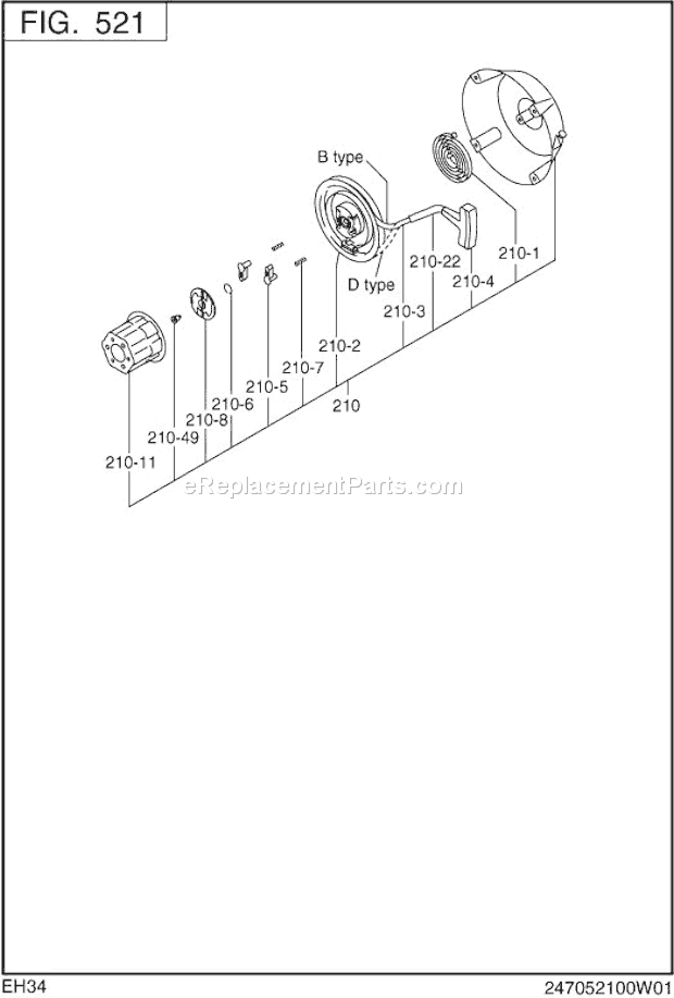 Subaru / Robin EH340D15030 Engine Page H Diagram