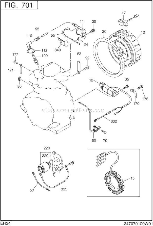 Subaru / Robin EH340DS4350 Engine Electric Device Diagram