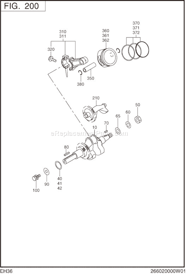 Subaru / Robin EH360D00210 Engine Crankshaft,Piston Diagram