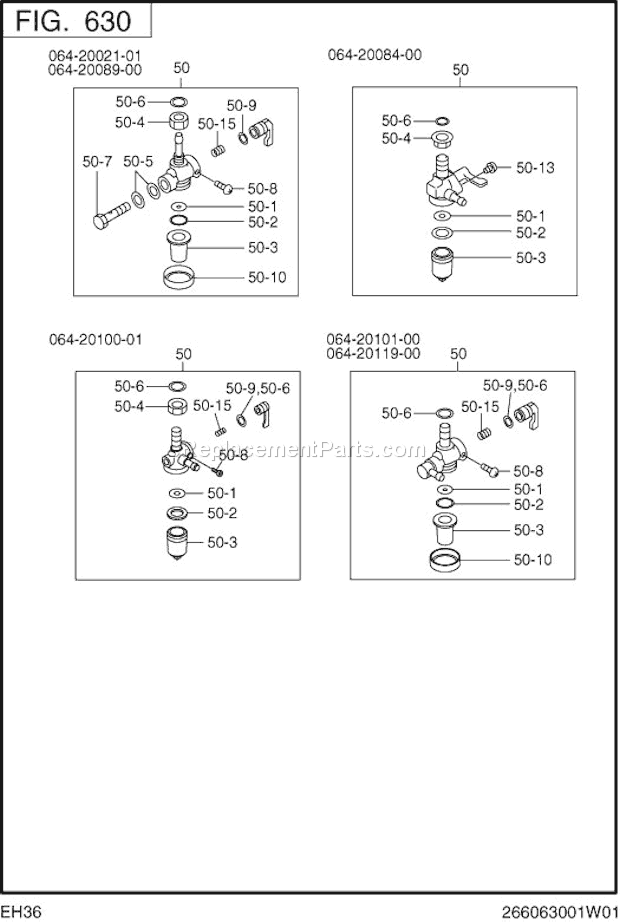 Subaru / Robin EH360D00220 Engine Page J Diagram