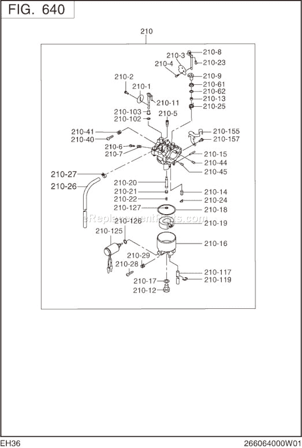 Subaru / Robin EH360D62120 Engine Carburetor Diagram