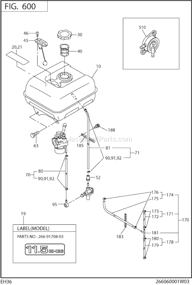 Subaru / Robin EH360DS0010 Engine Fuel,Lubricant G. Diagram