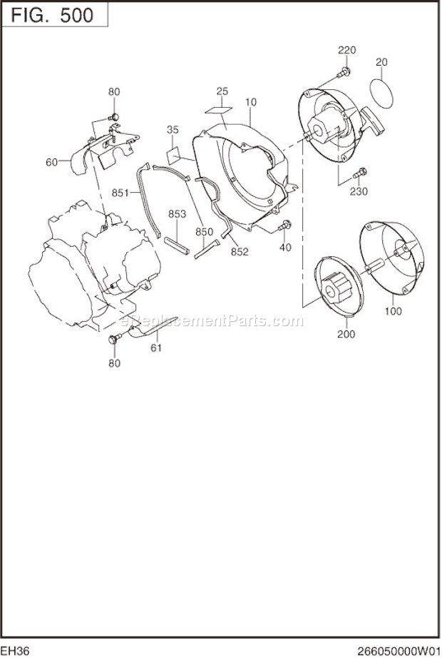 Subaru / Robin EH360DS5250 Engine Cooling.Starting Grp Diagram