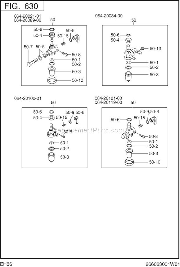 Subaru / Robin EH360YS2421 Engine Page J Diagram