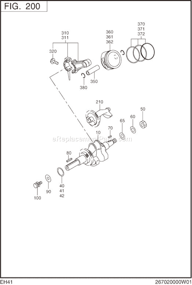 Subaru / Robin EH410D00150 Engine Crankshaft,Piston Diagram