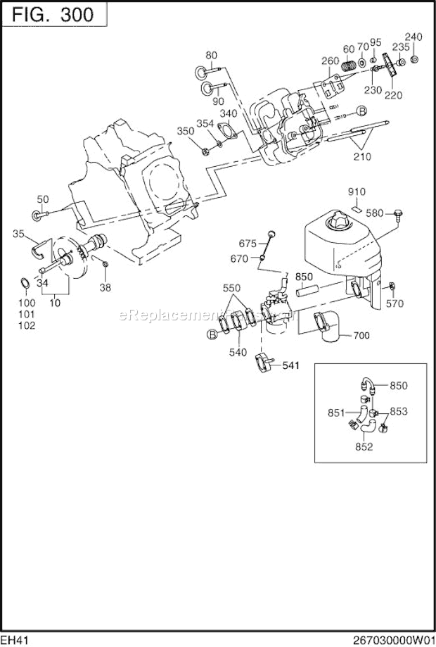 Subaru / Robin EH410D00150 Engine Intake Exhaust Diagram