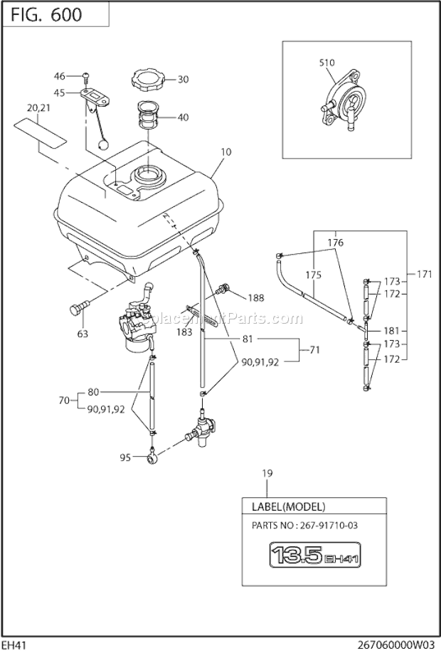 Subaru / Robin EH410D52420 Engine Fuel Lubricant Diagram