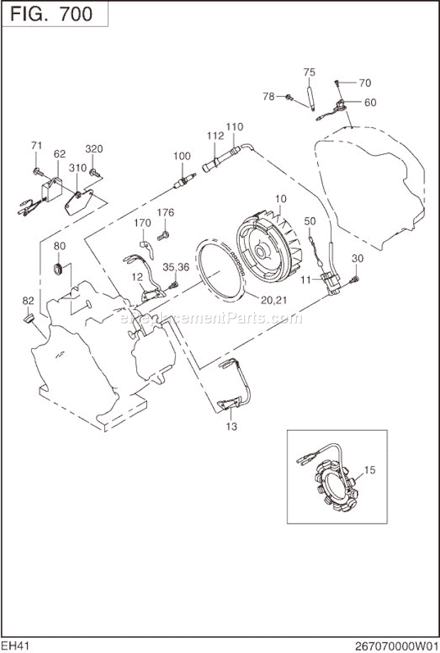 Subaru / Robin EH410D62112 Engine Electric Device Diagram