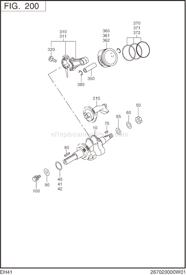 Subaru / Robin EH410D62112 Engine Crankshaft,Piston Diagram