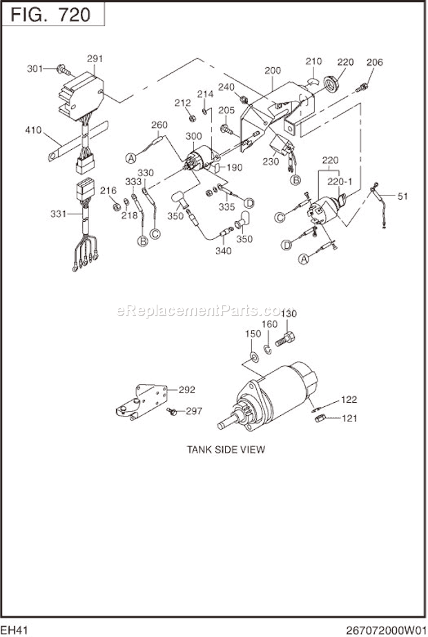 Subaru / Robin EH410DS2340 Engine Starting Motor Diagram