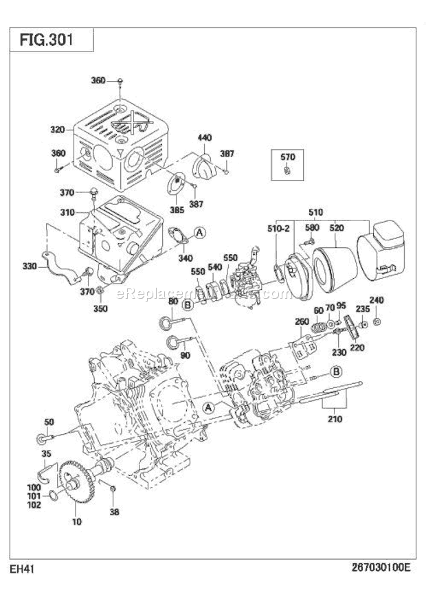 Subaru / Robin EH410YS7310 Engine Intake Exhaust Group Diagram