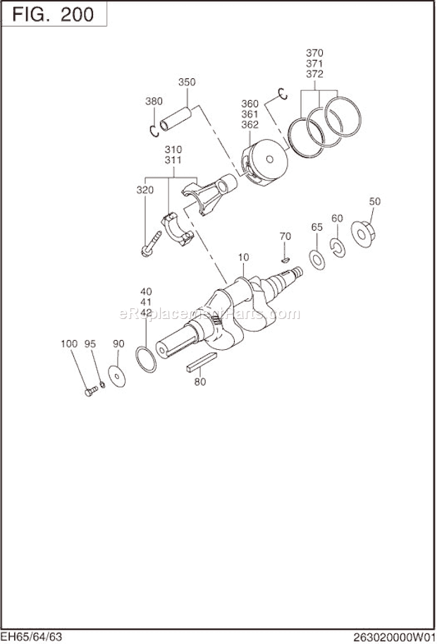 Subaru / Robin EH650DA263S Engine Crank,Piston Group Diagram