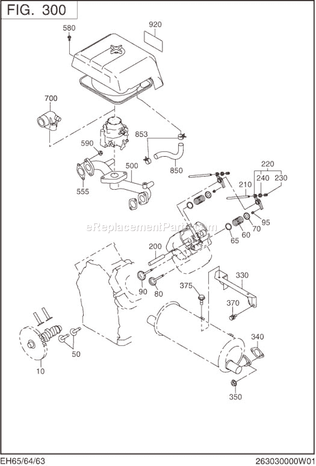 Subaru / Robin EH650DA263S Engine Intake,Exhaust Group Diagram