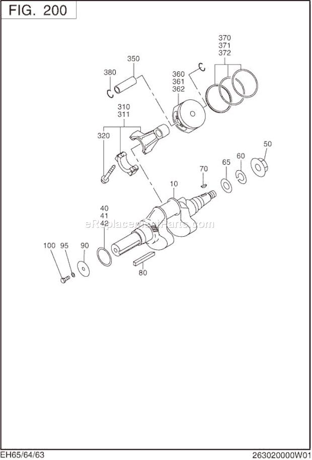 Subaru / Robin EH650DA4021 Engine Crank,Piston Group Diagram