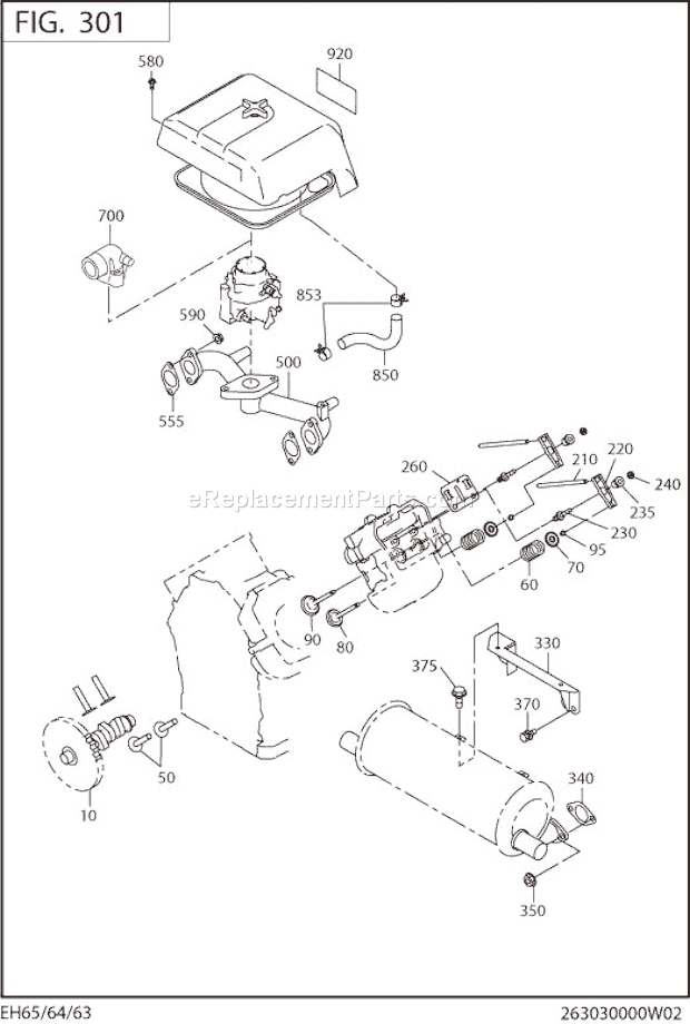 Subaru / Robin EH650DC0041 Engine Intake Exhaust Diagram