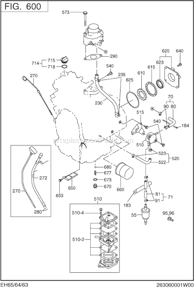 Subaru / Robin EH650DC262S Engine Fuel Lubricant Group Diagram