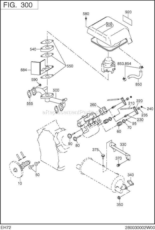 Subaru / Robin EH720DS0011 Engine Intake,Exhaust Group Diagram