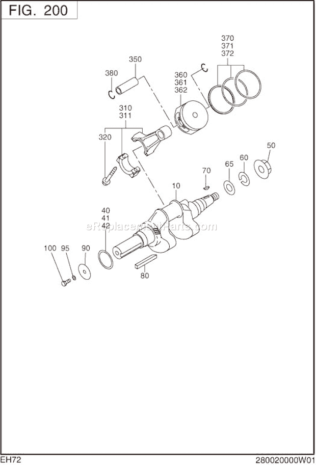 Subaru / Robin EH720DS0441 Engine Crank,Piston Group Diagram