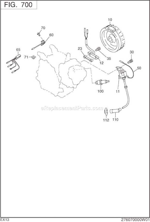 Subaru / Robin EX130D10040 Engine Electric Device Diagram