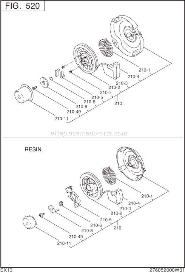 Subaru / Robin EX130D20080 Engine Recoil Starter Diagram