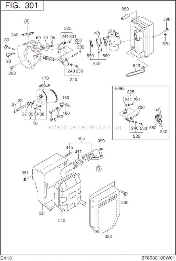 Subaru / Robin EX130D20141 Engine Intake Exhaust Diagram