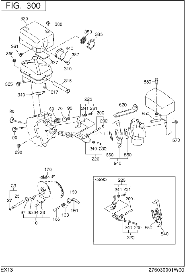 Subaru / Robin EX130D40020 Engine Intake Exhaust Diagram