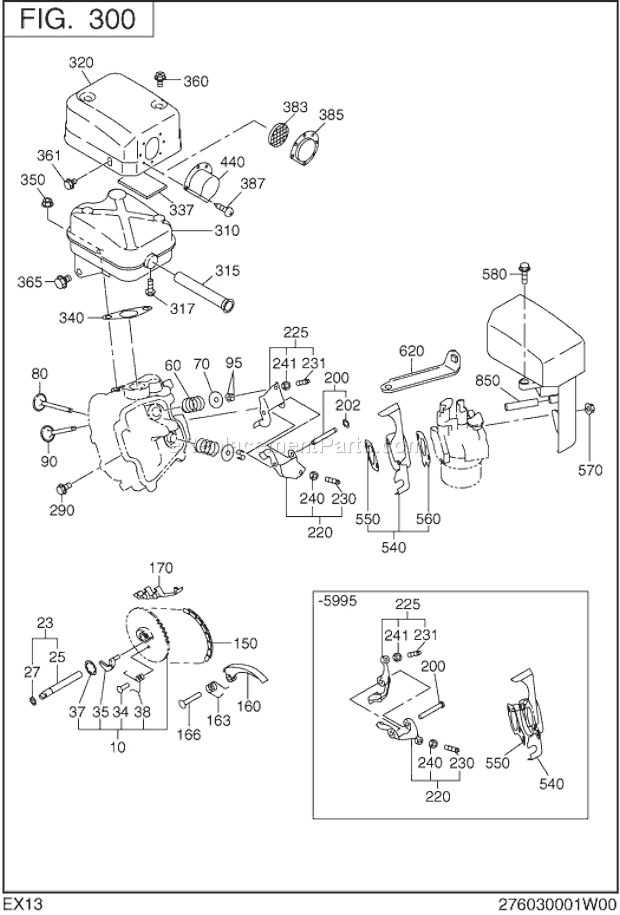 Subaru / Robin EX130D50240 Engine Intake Exhaust Diagram