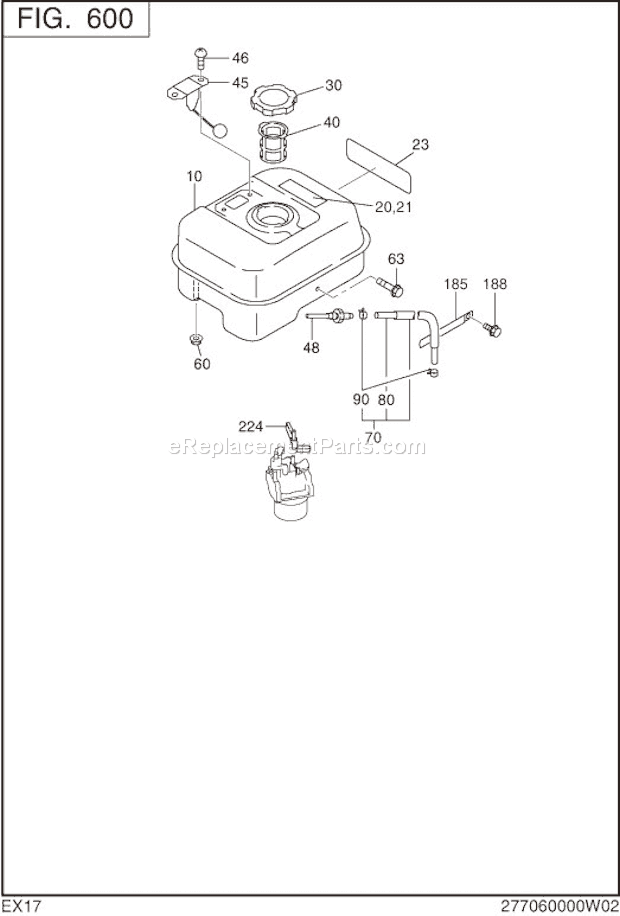 Subaru / Robin EX170D20141 Engine Fuel Lubricant Diagram