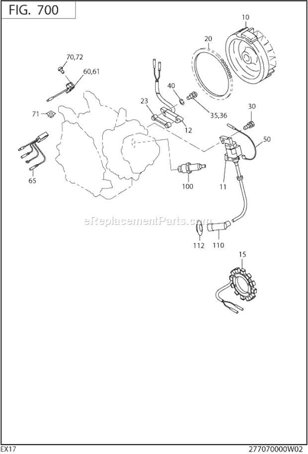 Subaru / Robin EX170D20220 Engine Electric Device Diagram