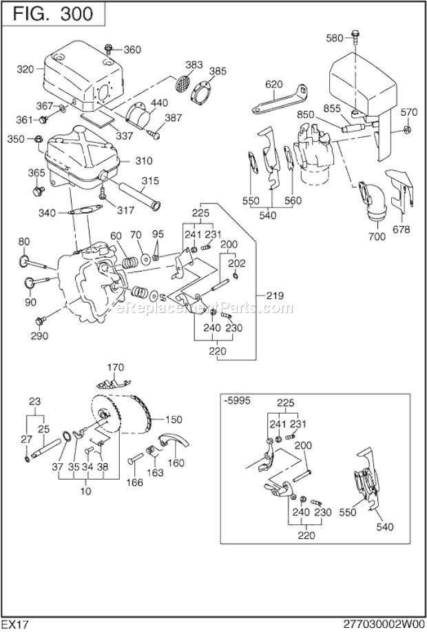 Subaru / Robin EX170D20410 Engine Intake Exhaust Diagram