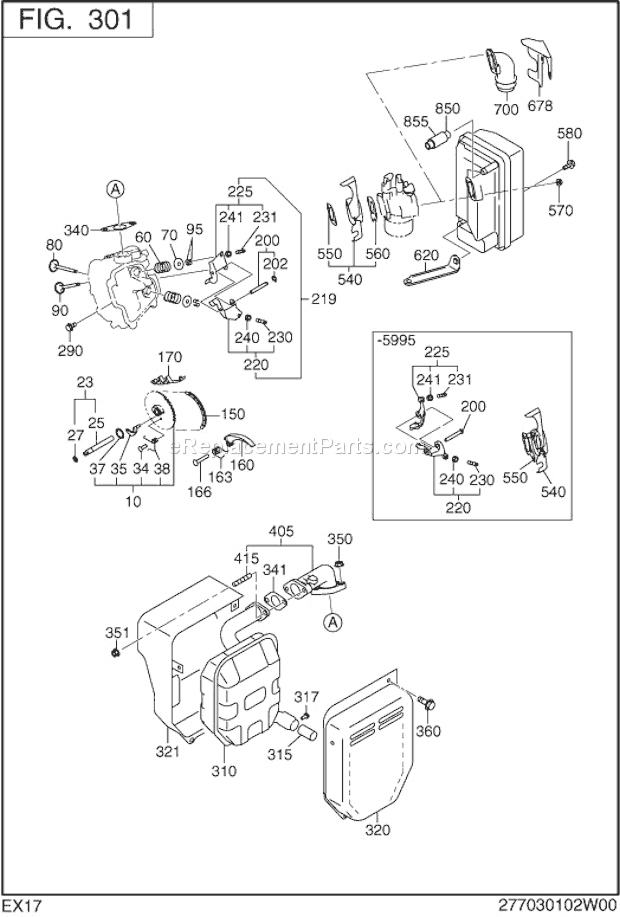 Subaru / Robin EX170DM2150 Engine Intake Exhaust Diagram