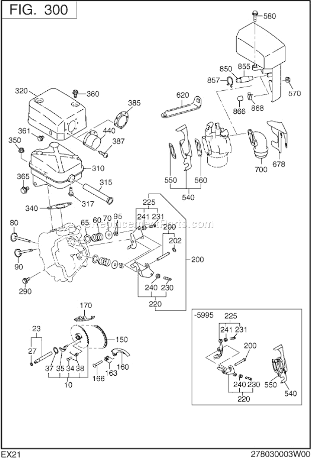 Subaru / Robin EX210D00000 Engine Intake Exhaust Diagram