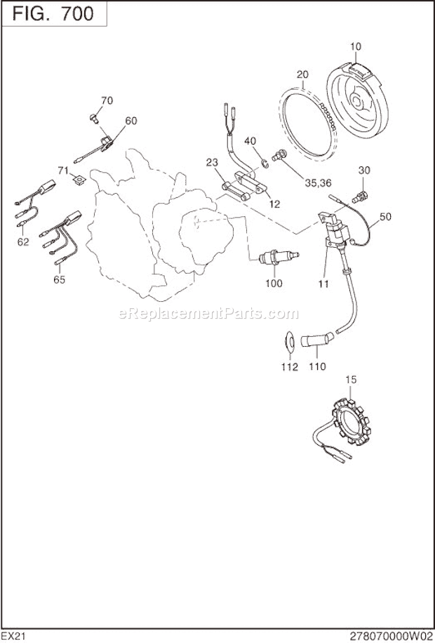 Subaru / Robin EX210D00000 Engine Electric Device Diagram